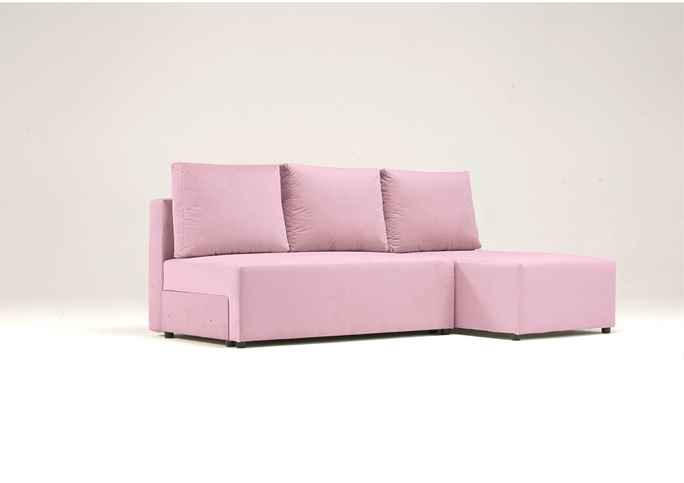 Mały narożnik 200cm rozkładany różowy